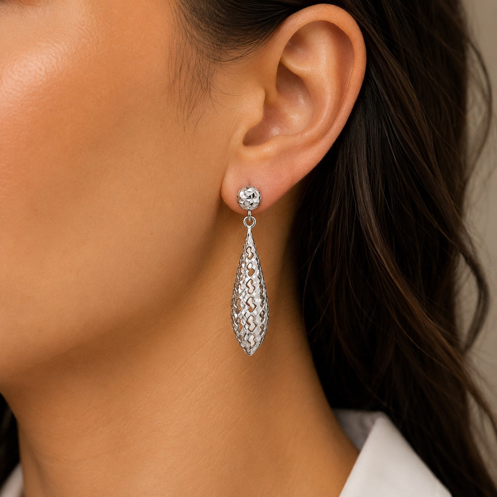 Diamond Cut Dangle Drops Stud