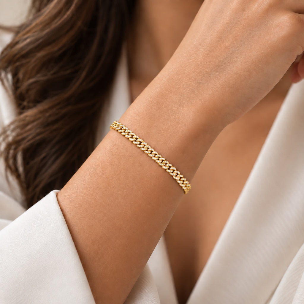 4.5mm Diamond Cuban Bracelet