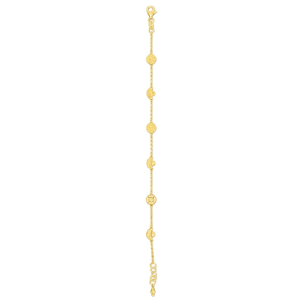18K Diamond Cut Lucky Money and Ingot Bracelet