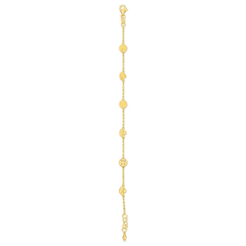 18K Diamond Cut Lucky Money and Ingot Bracelet