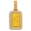 Micro 1 g Suisse Fine Gold Bar (Lady Fortuna, Diamond Framed)
