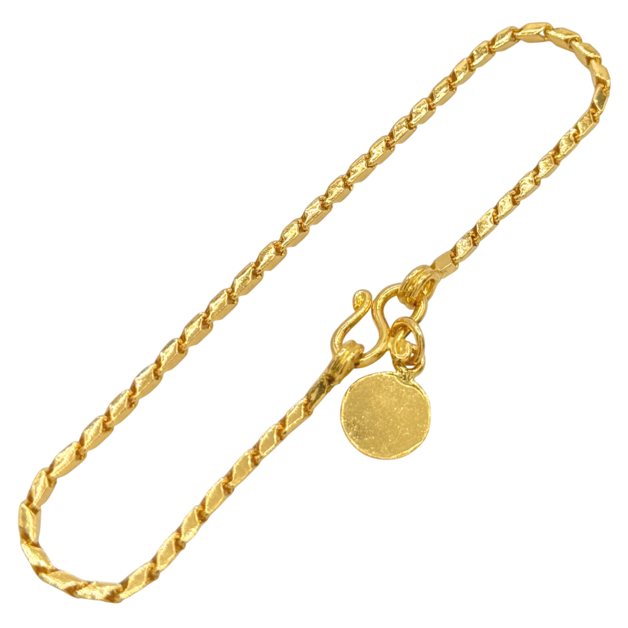 24K Yellow Gold 1.7MM Bullet Link Bracelet
