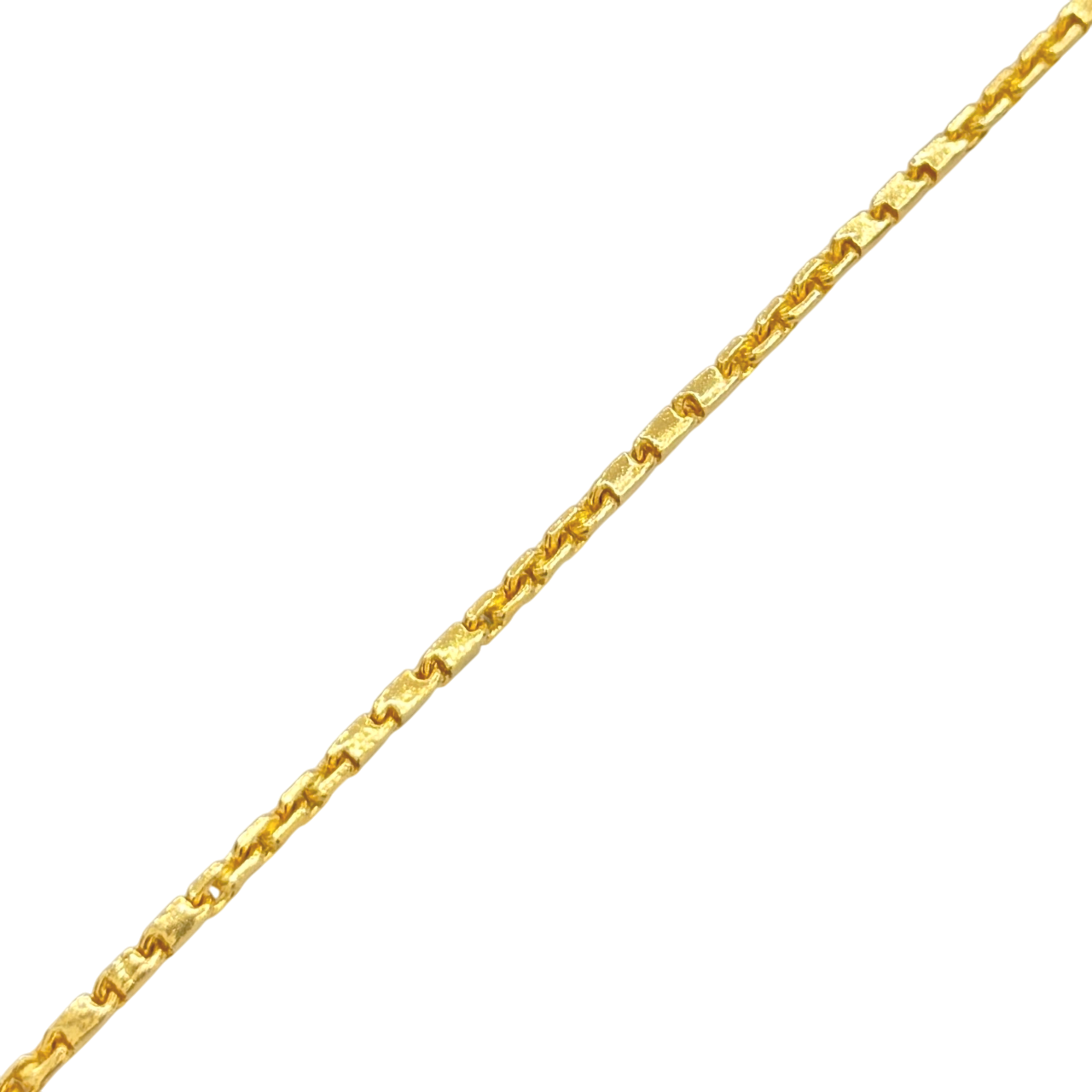 24K Yellow Gold 1.8MM Baht & Anchor Link Bracelet
