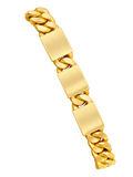 10.5MM Engravable Tri-ID Bracelet on Cuban in polished yellow gold