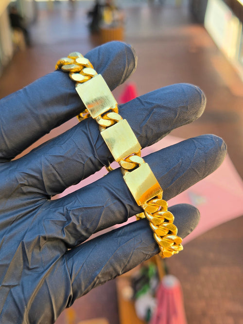 10.5MM Engravable Tri-ID Bracelet on Cuban original product photo