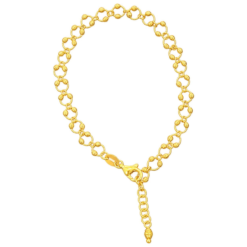 18K Diamond Cut Ladder and Ball Bracelet