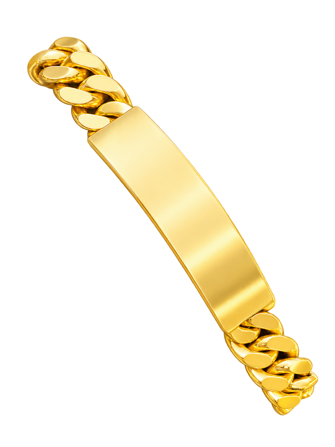11MM Engravable ID Bracelet on Cuban in polished yellow gold