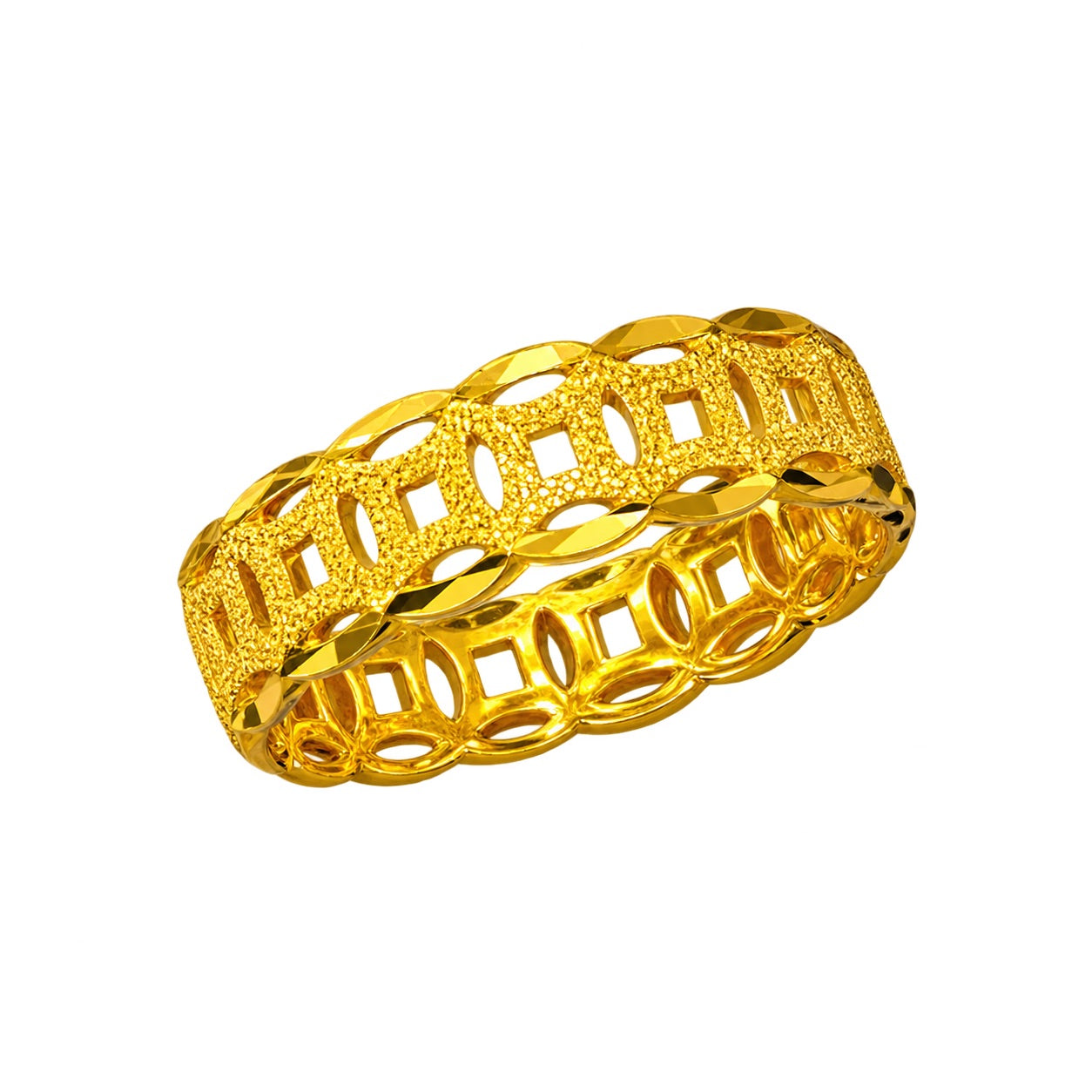 24K Diamond Cut Money Coin Ring