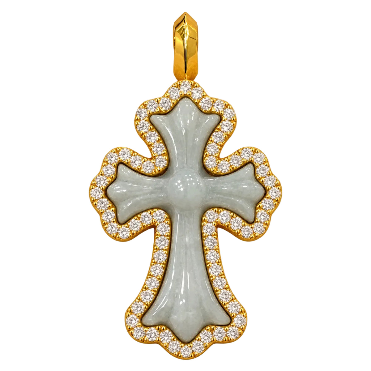 Jade Gothic Cross Diamond Framed
