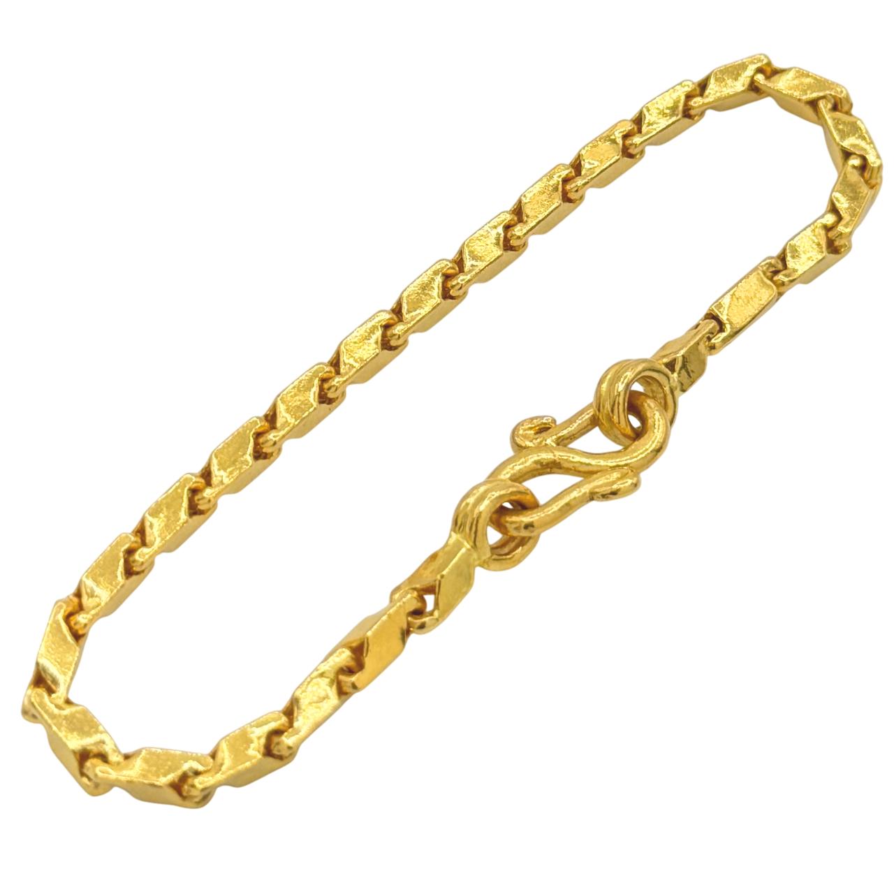 24K Yellow Gold 2.6MM Bullet Link Bracelet