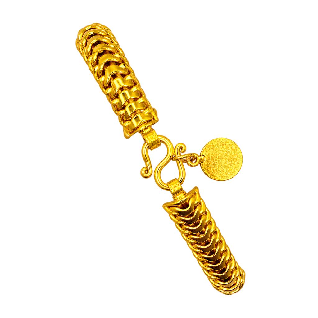 24K Gold 3 Bar ID Diamond Cut Bracelet