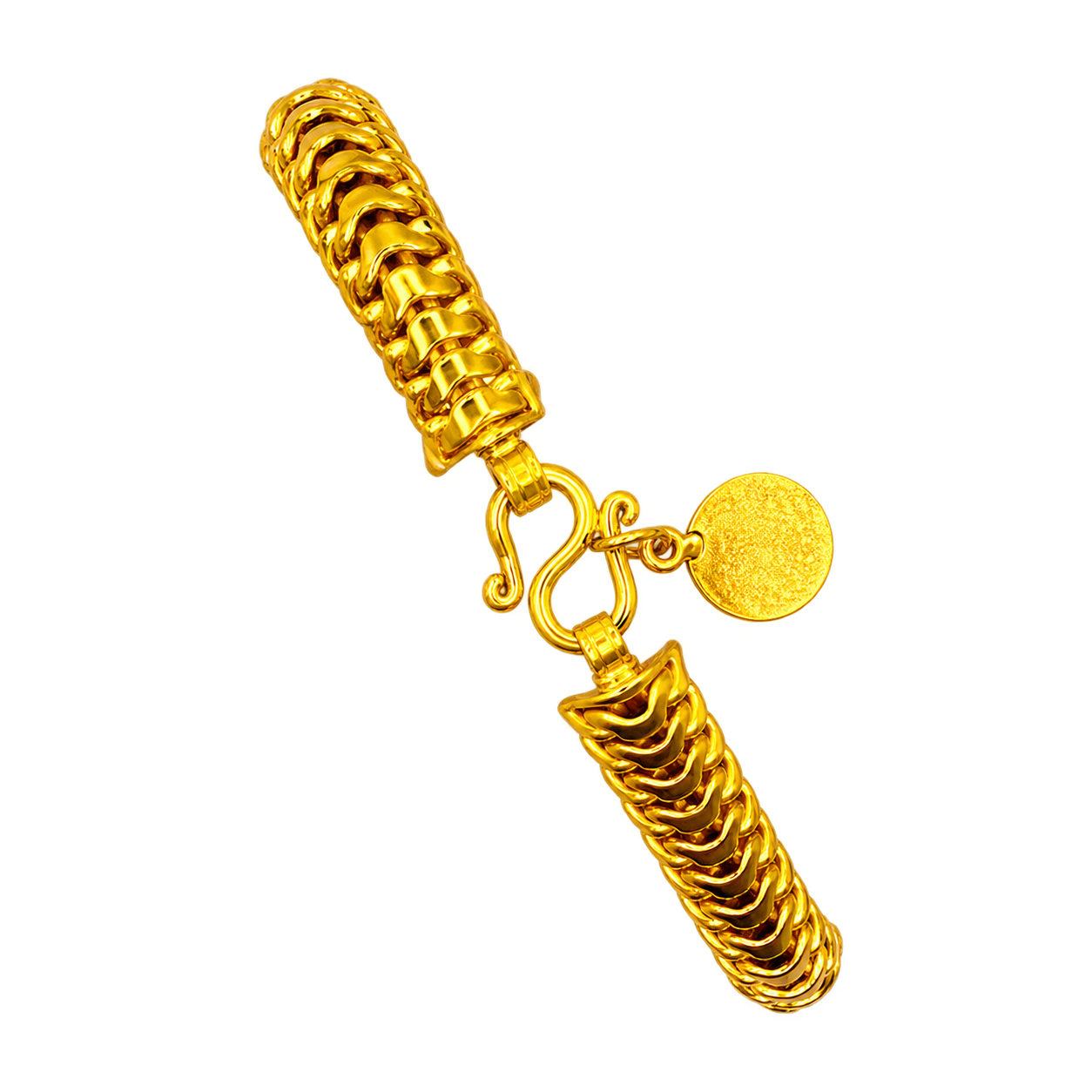 24K Gold 3 Bar ID Diamond Cut Bracelet