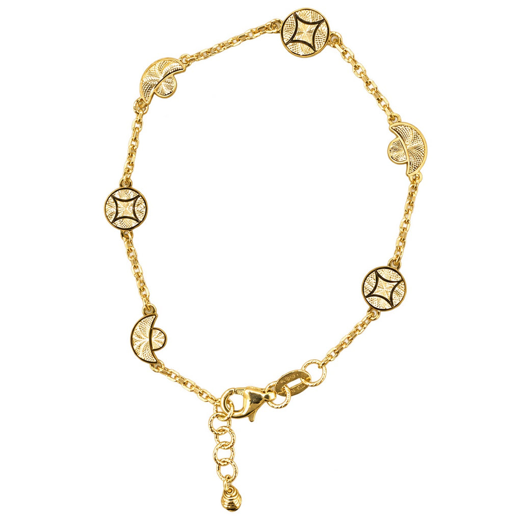 18K Diamond Cut Lucky Money and Ingot Bracelet