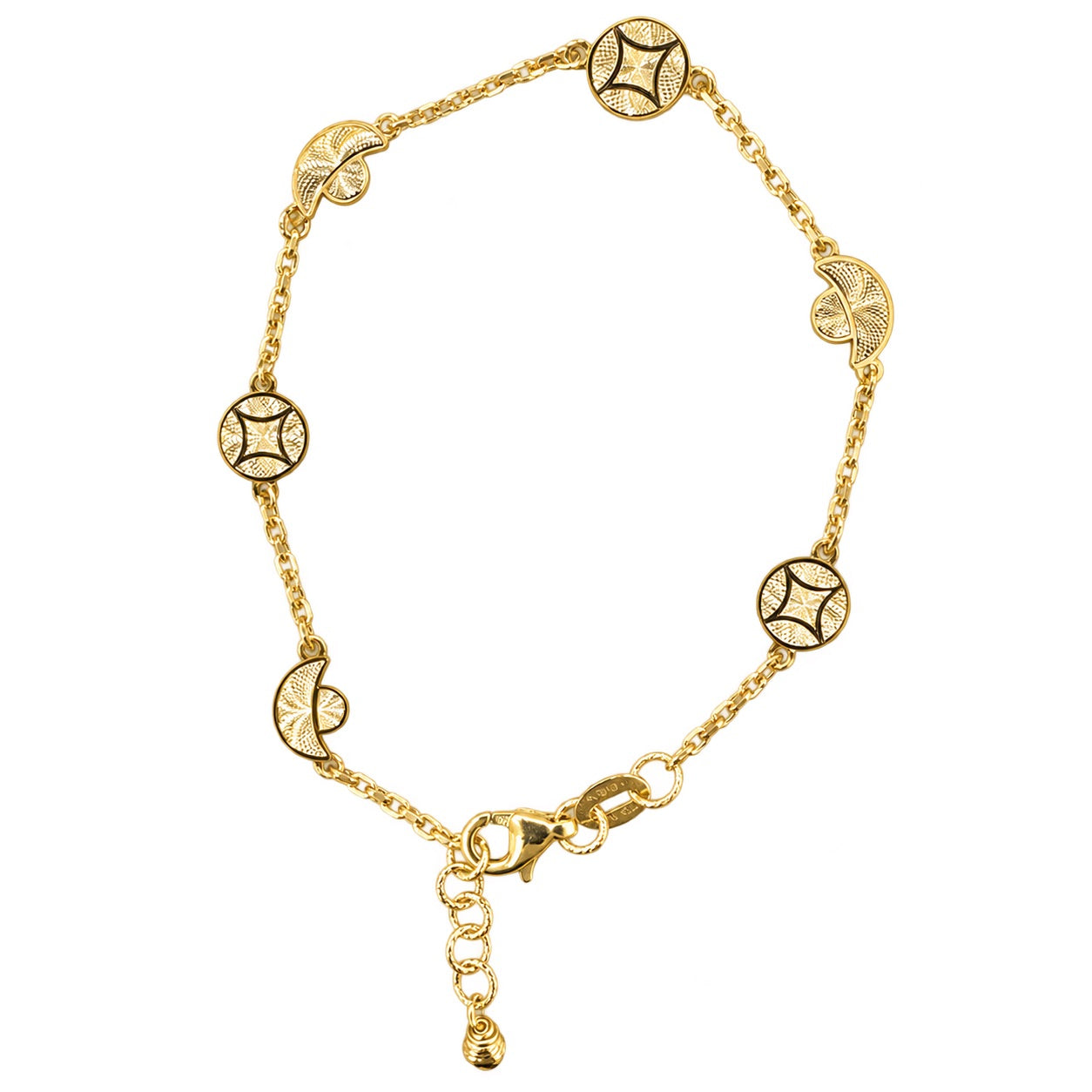 18K Diamond Cut Lucky Money and Ingot Bracelet