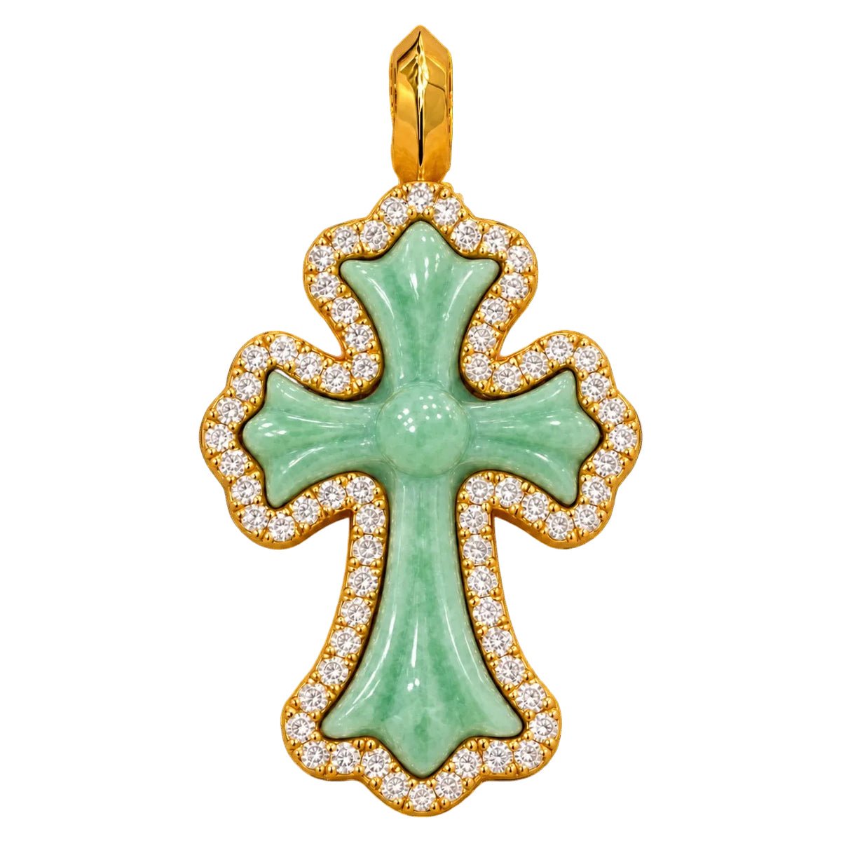 Jade Gothic Cross Diamond Framed
