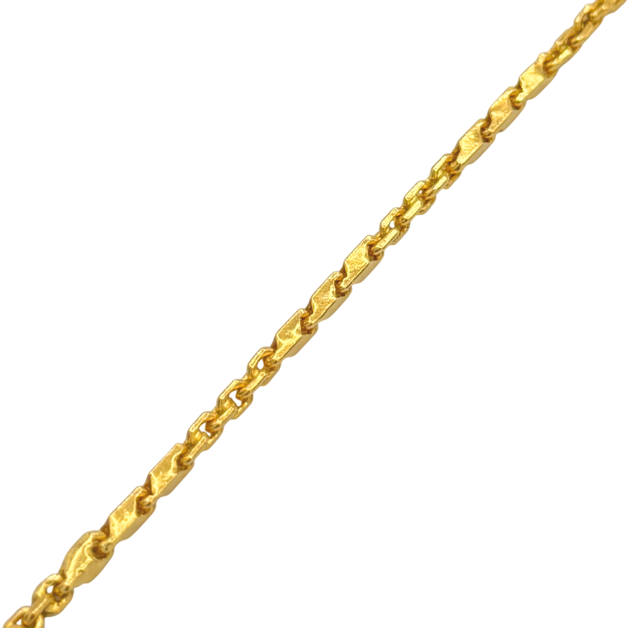 24K Yellow Gold 2MM Bullet & Anchor Link Bracelet