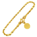 24K Yellow Gold 2MM Bullet & Anchor Link Bracelet