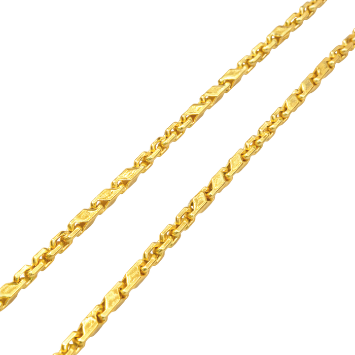24K Yellow Gold 3.2MM Baht & Anchor Link Chain