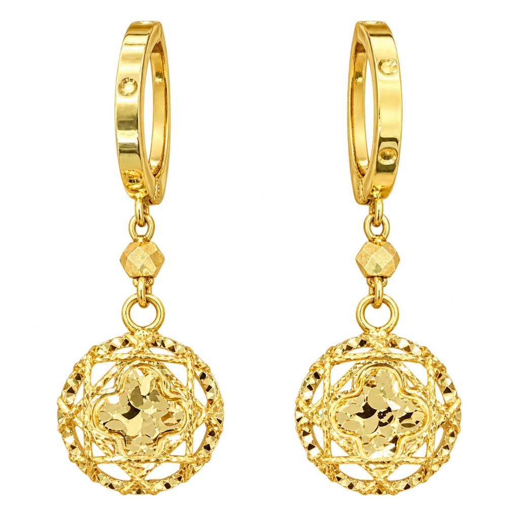Round Rainbow Diamond Cut Dangle Hoop