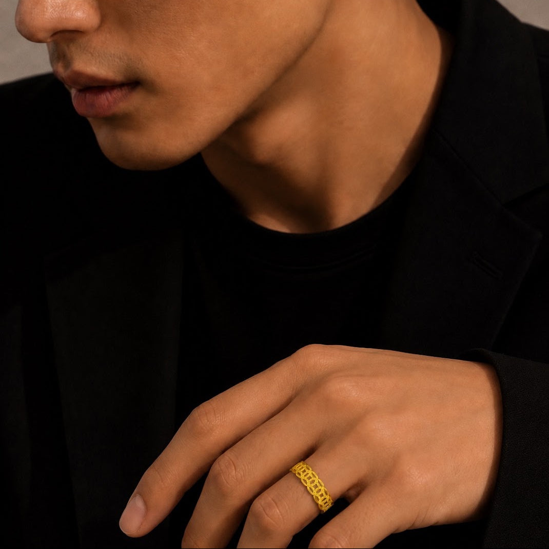 24K Diamond Cut Money Coin Ring
