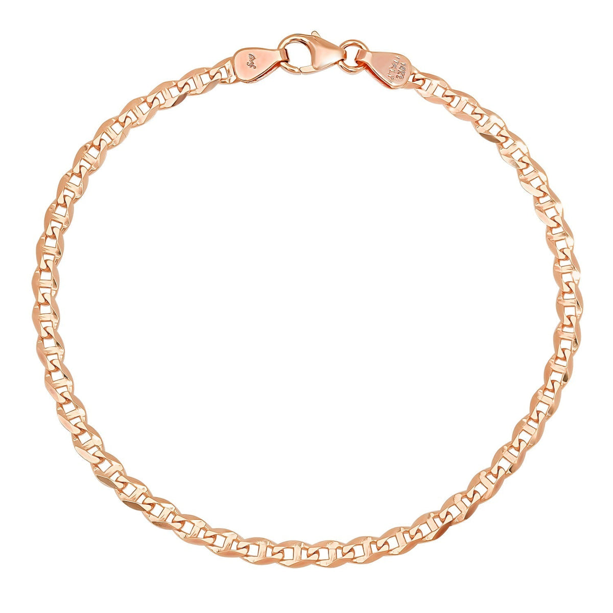 3MM Solid Diamond-Cut Mariner Bracelet