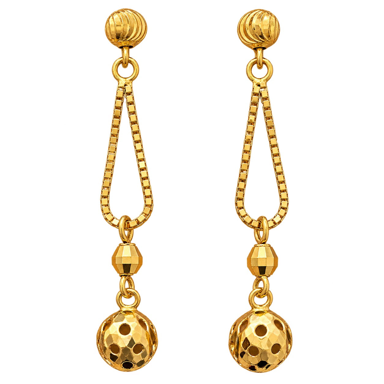 Diamond Cut Dangle Balls Stud