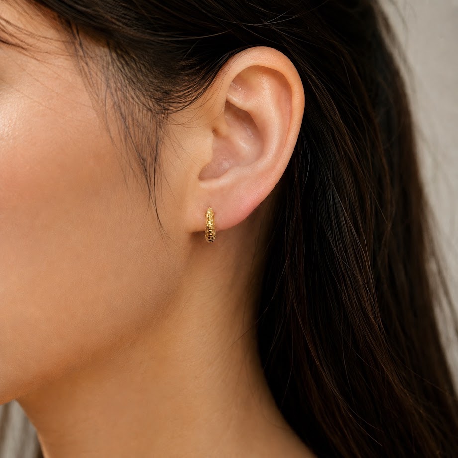Diamond Cut Hoop-Huggy Earring (Concave)
