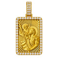 Saint Christopher Diamond Cut Pendant with Diamond Frame