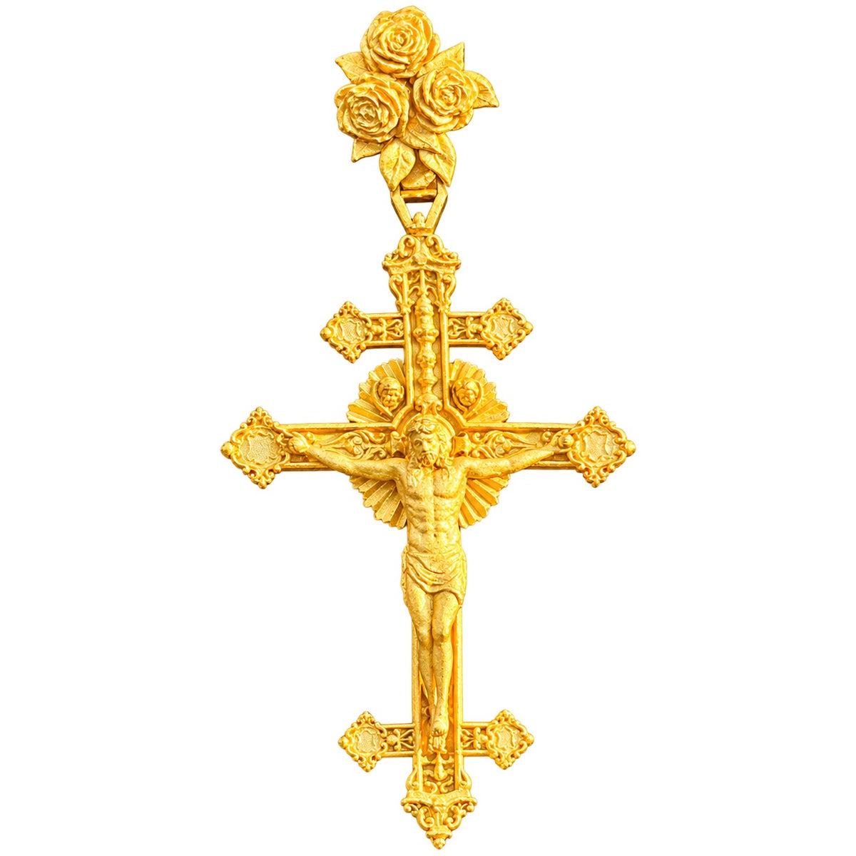 Gothic Cross Pendant with Rose Bail
