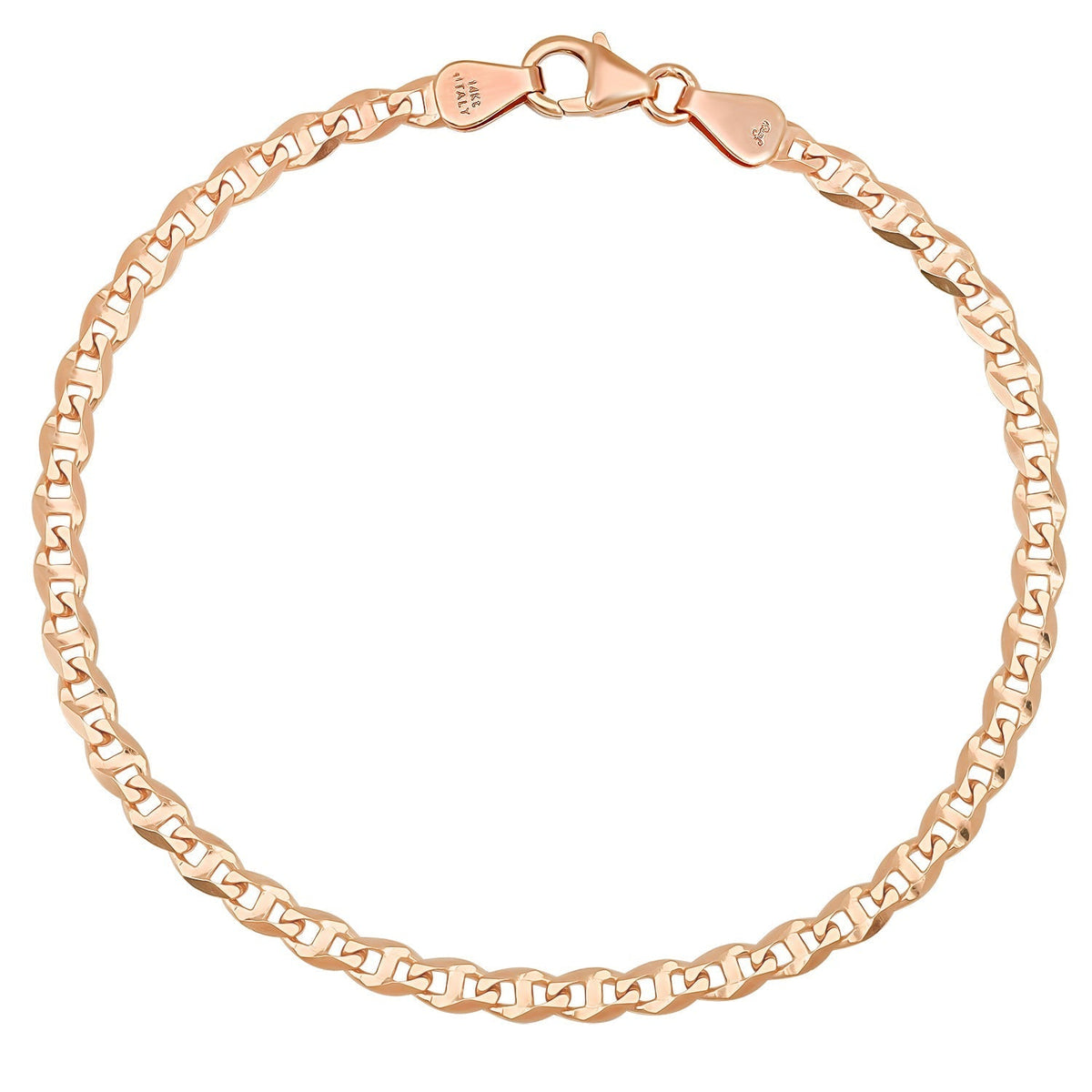 4MM Solid Diamond-Cut Mariner Bracelet