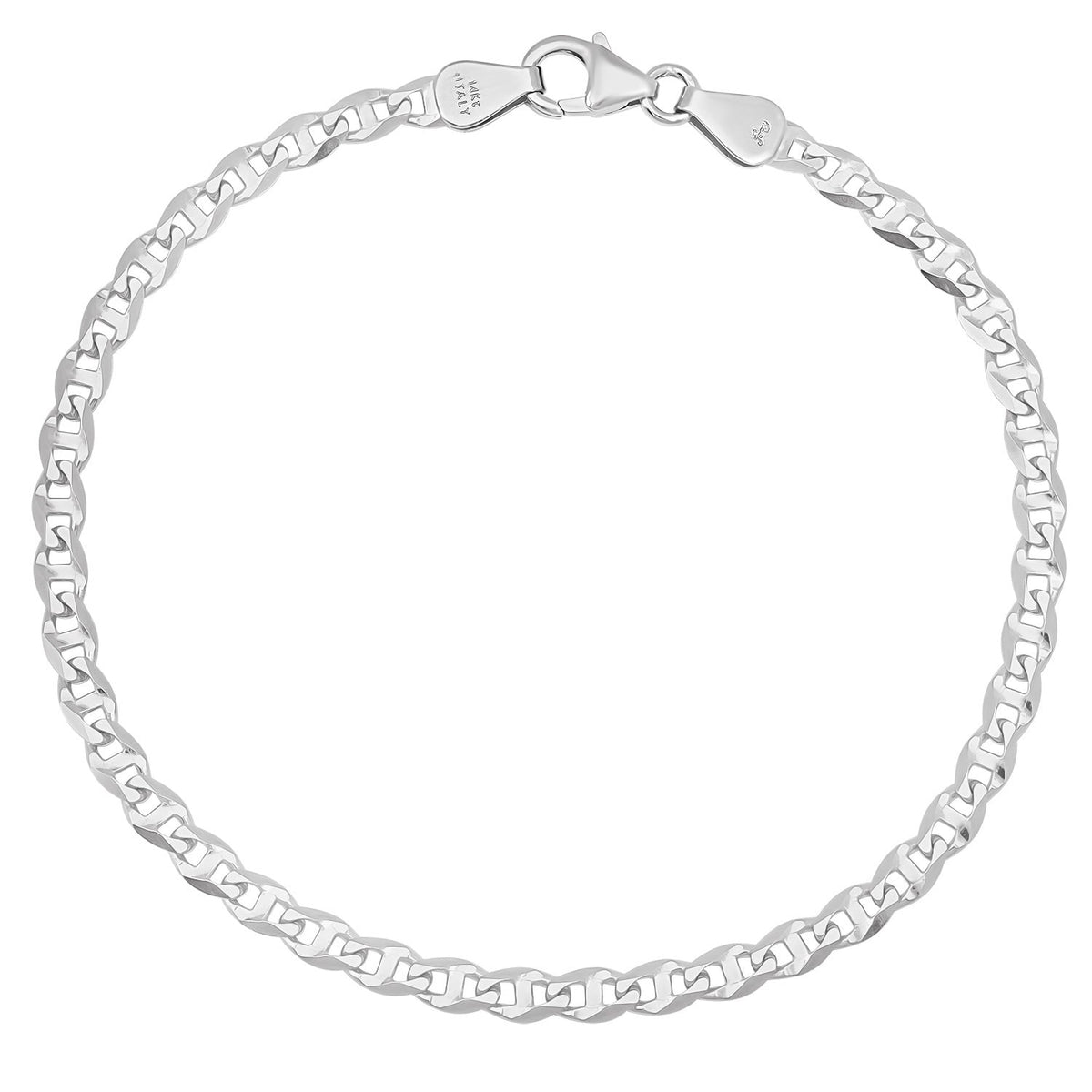 4.5MM Solid Diamond-Cut Mariner Bracelet