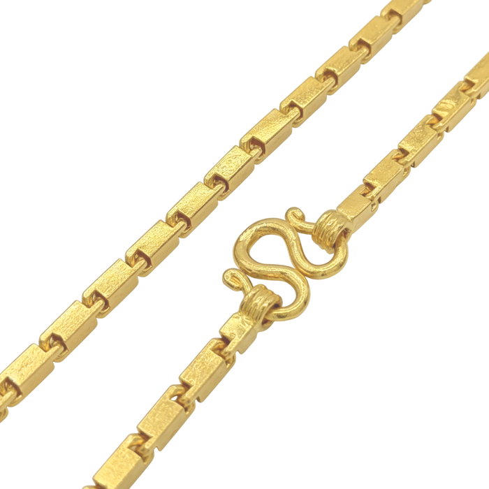 24K Yellow Gold 4MM Baht Chain (Squared)