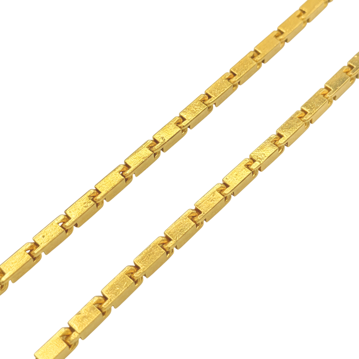 24K Yellow Gold 4MM Baht Chain (Squared)