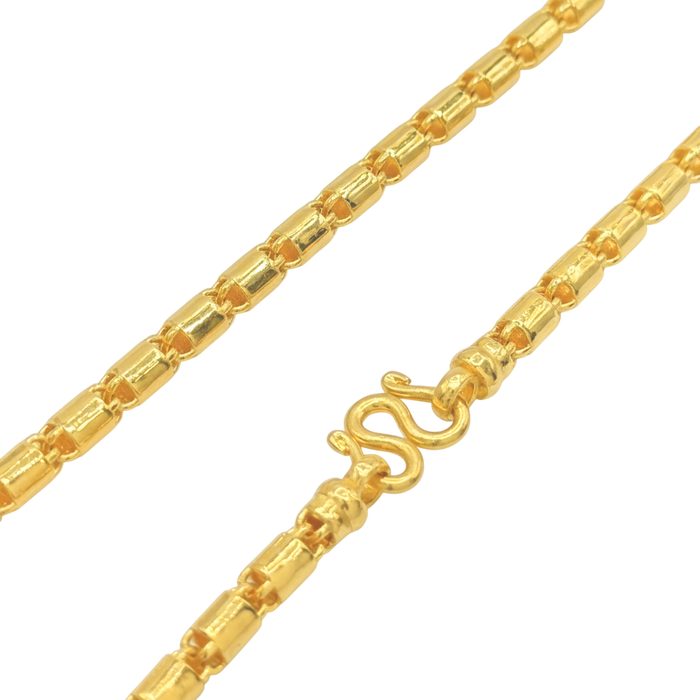 24K Yellow Gold 5MM Barrel Link Chain (Rounded)