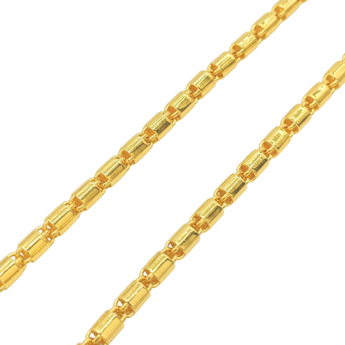 24K Yellow Gold 5MM Barrel Link Chain (Rounded)