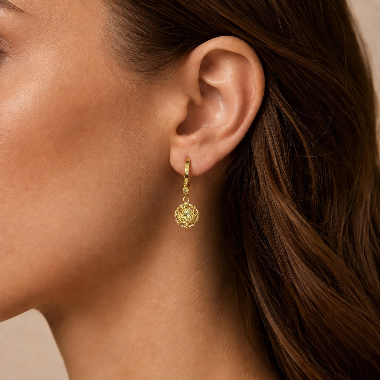 Round Rainbow Diamond Cut Dangle Hoop