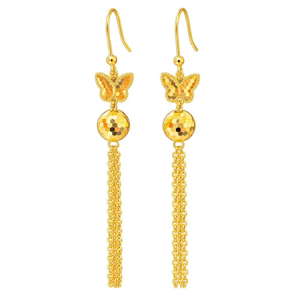 Diamond Cut Dangle Hoop Butterfly