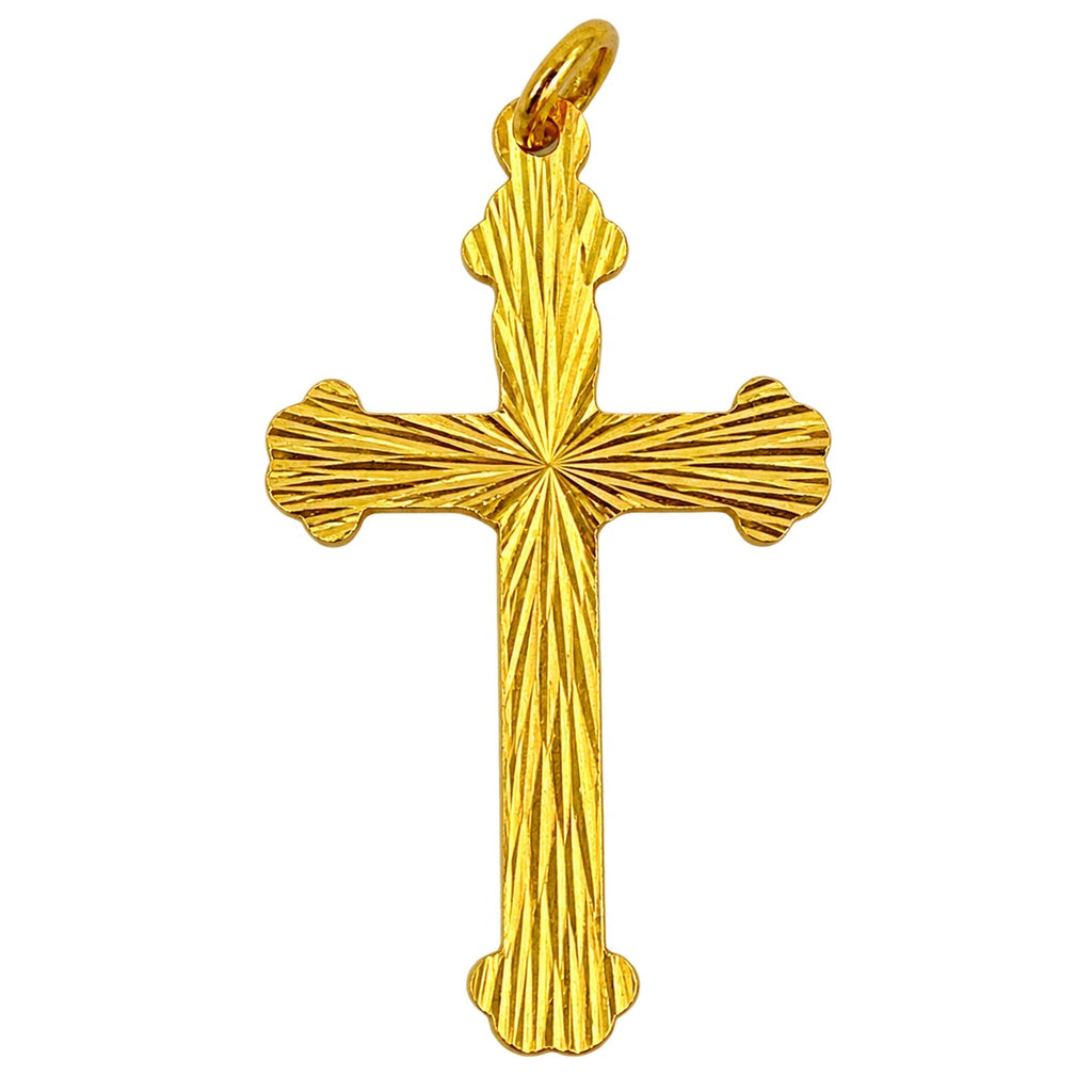 24K Gold Diamond Cut Cross Pendant