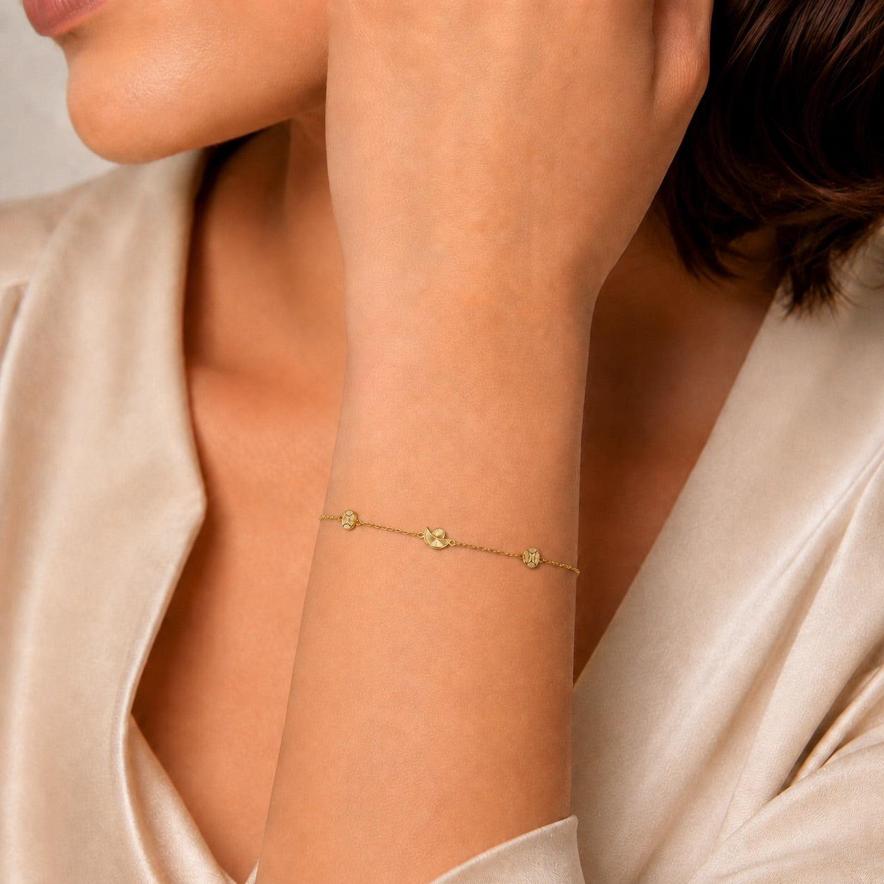 18K Diamond Cut Lucky Money and Ingot Bracelet