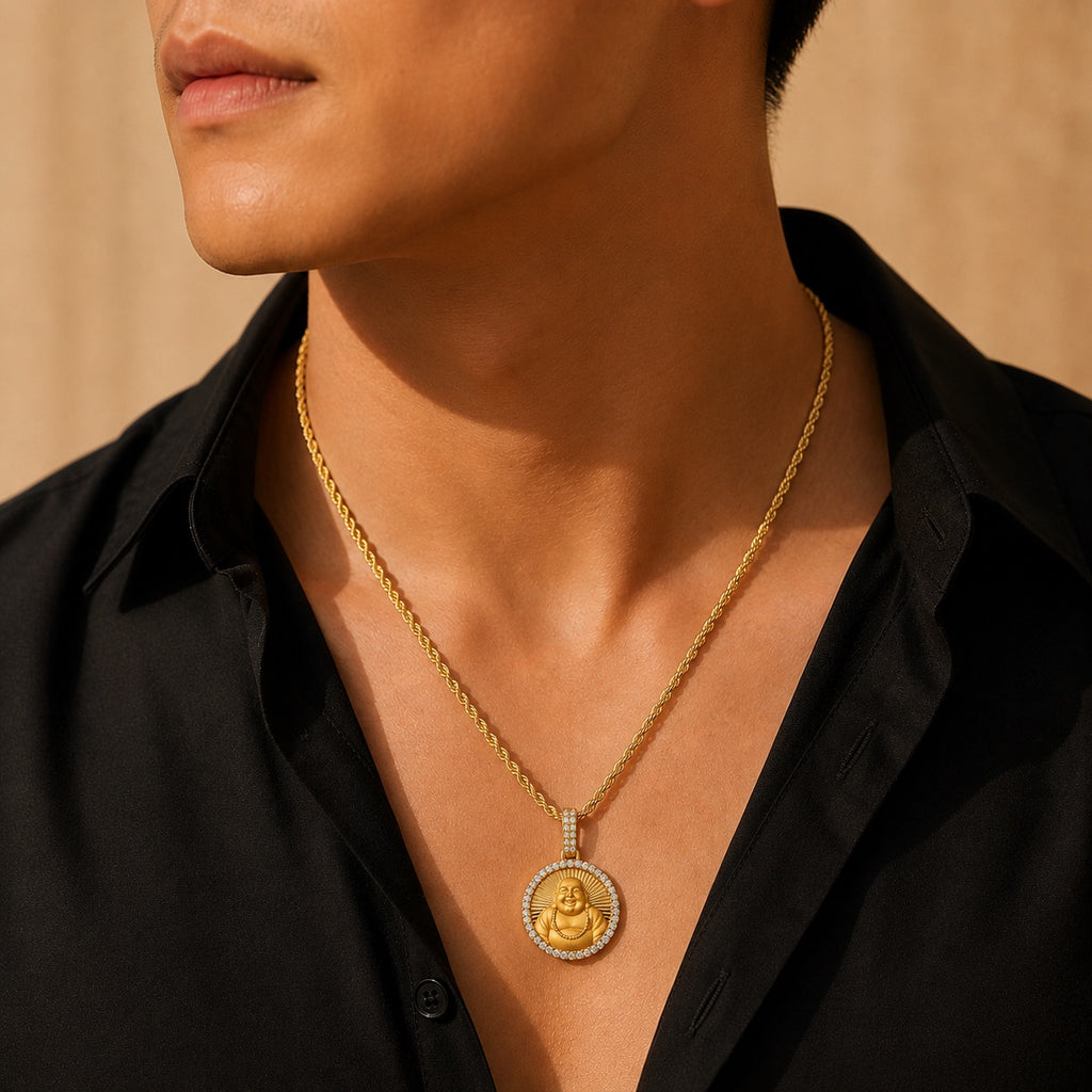 Happy Buddha Round Diamond Pendant