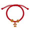 24K Lucky God of Wealth Charm on Red Nylon
