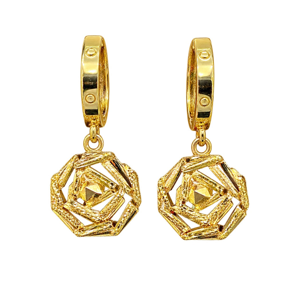 Rainbow Diamond Cut Dangle Hoop