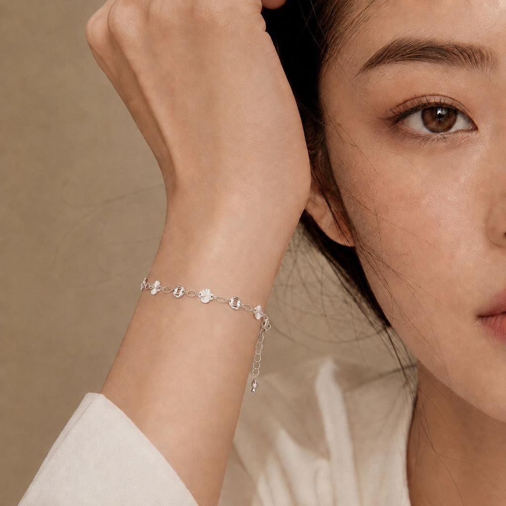 18K Diamond Cut Lucky Money Bracelet
