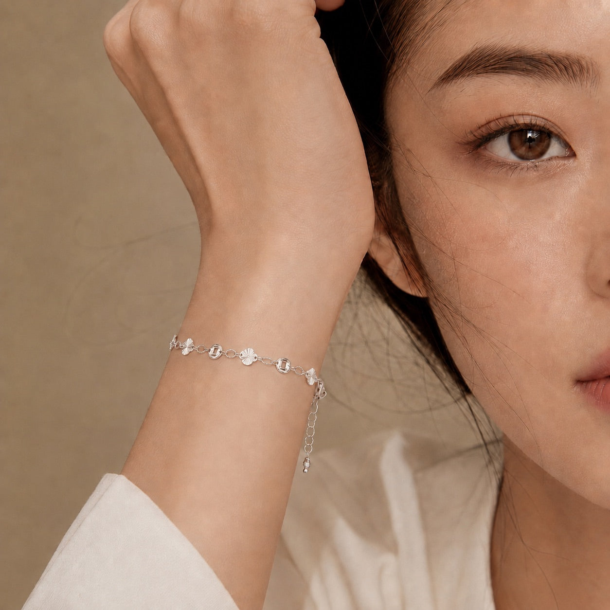 18K Diamond Cut Lucky Money Bracelet