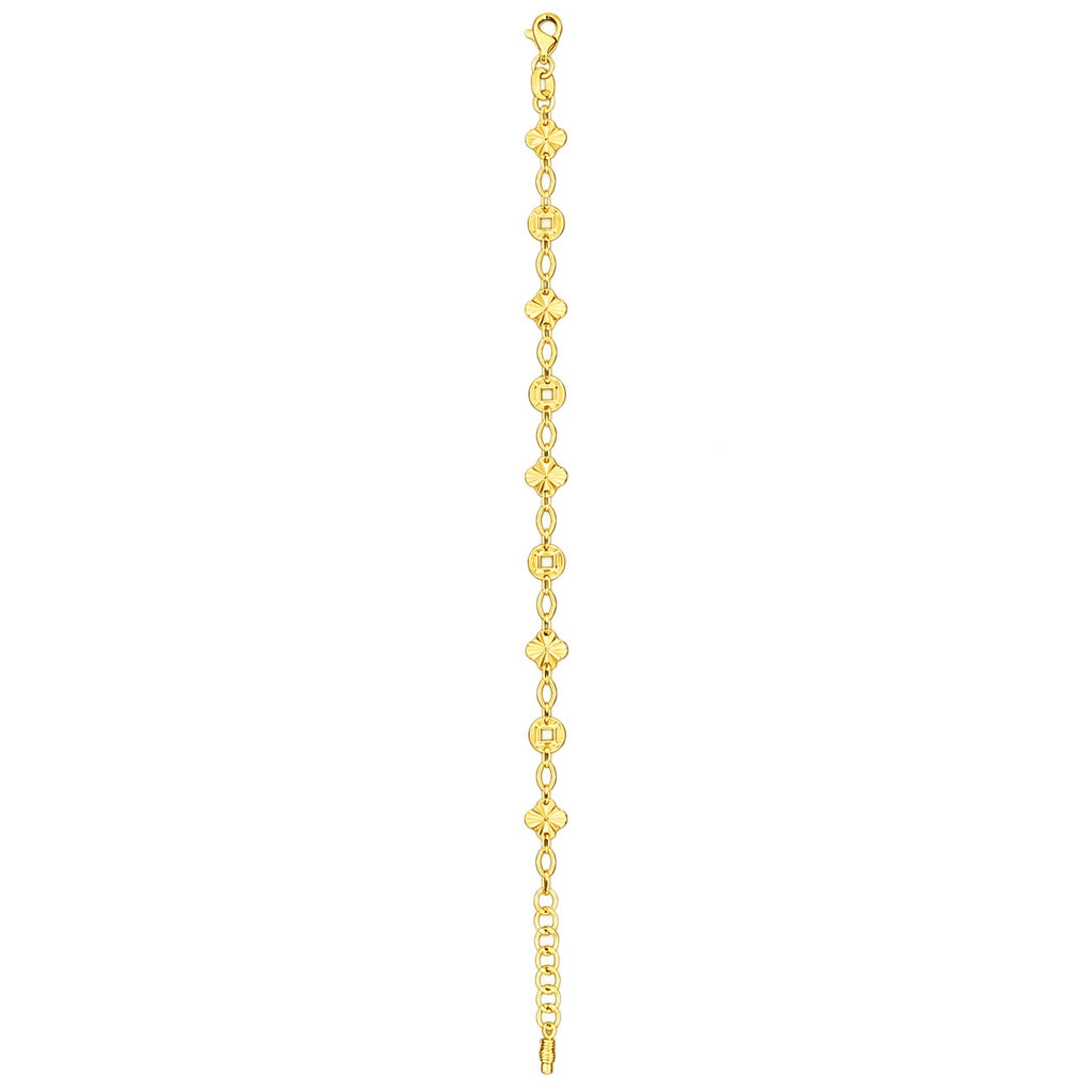 18K Diamond Cut Lucky Money Bracelet