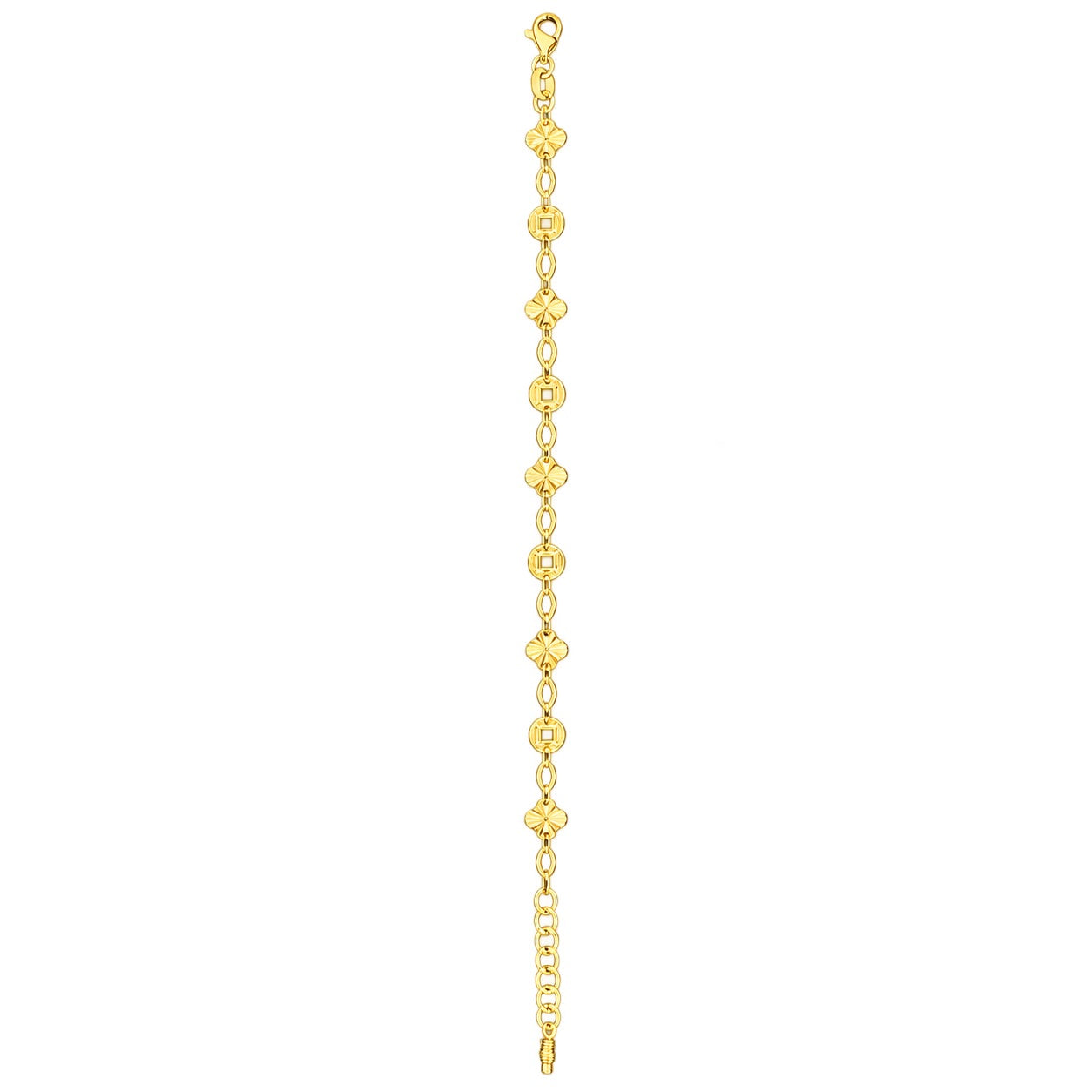 18K Diamond Cut Lucky Money Bracelet