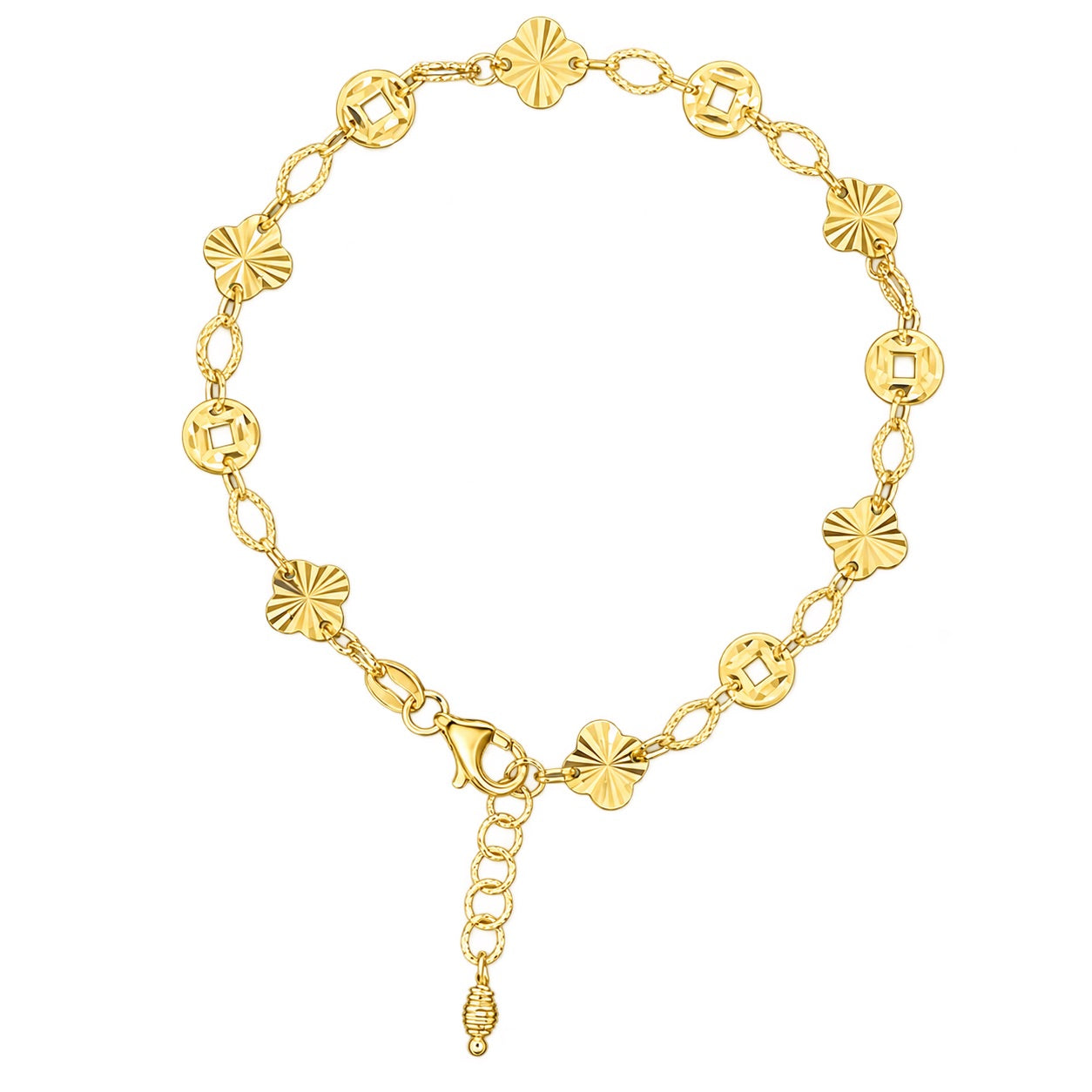 18K Diamond Cut Lucky Money Bracelet