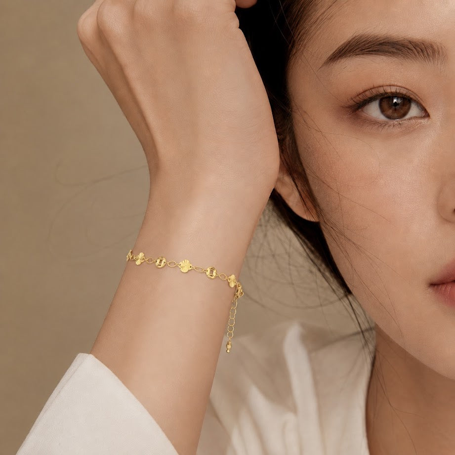 18K Diamond Cut Lucky Money Bracelet