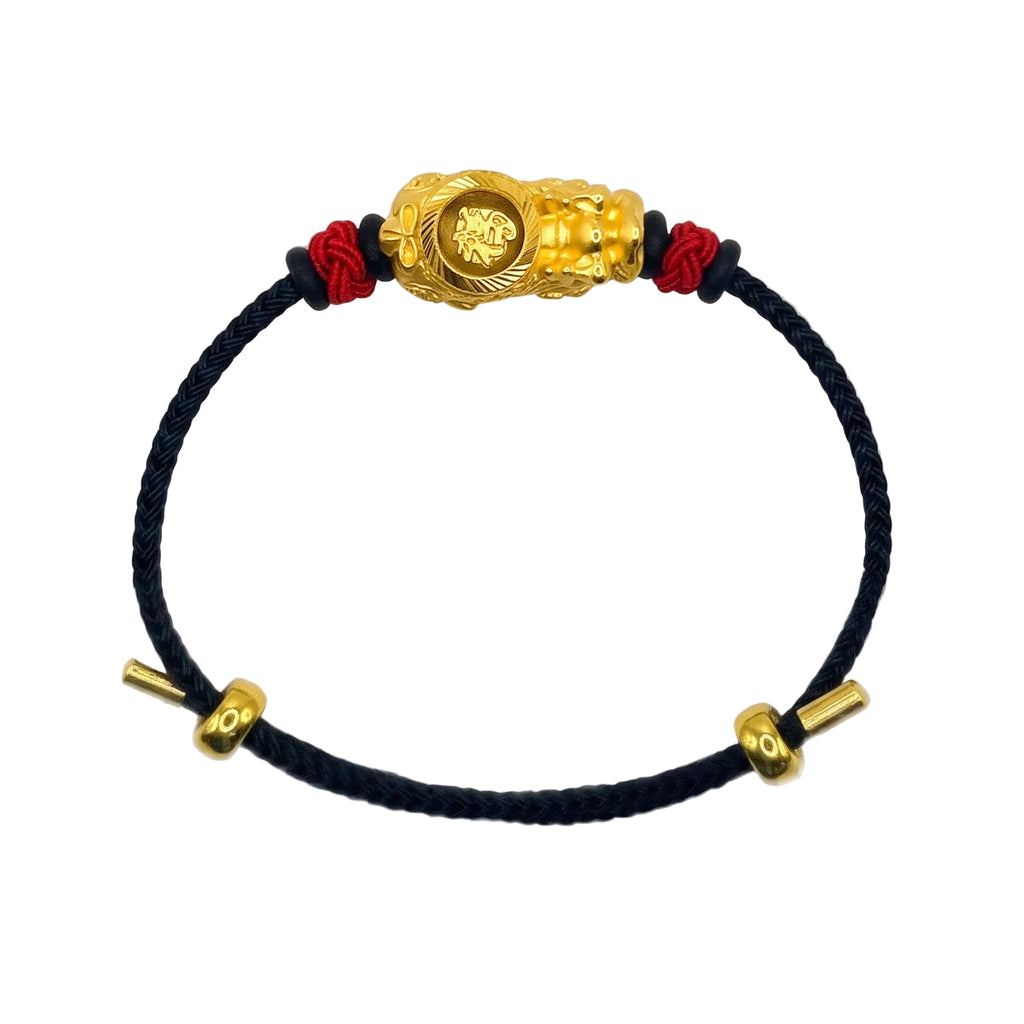 24K Lucky Fu Dog - Spinning Back - on Ballistic Black Cord