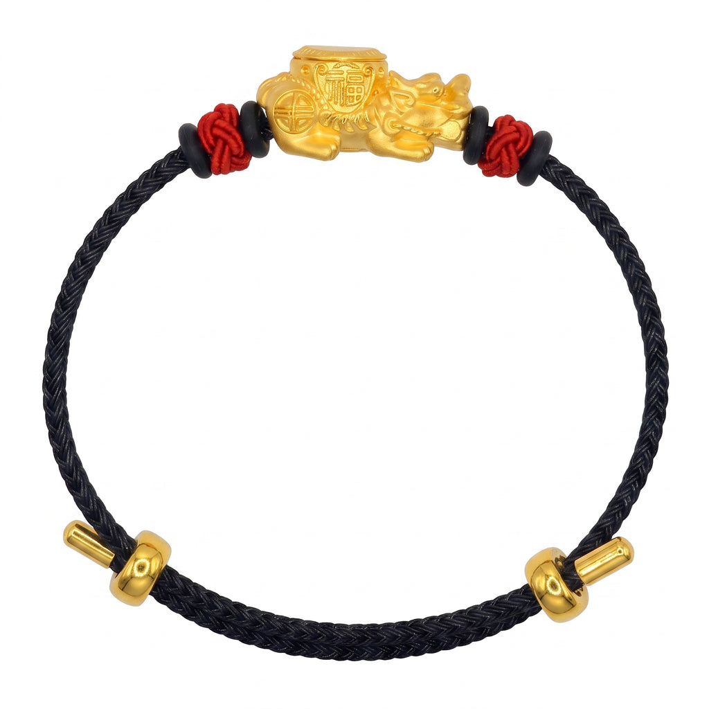 24K Lucky Fu Dog - Spinning Back - on Ballistic Black Cord